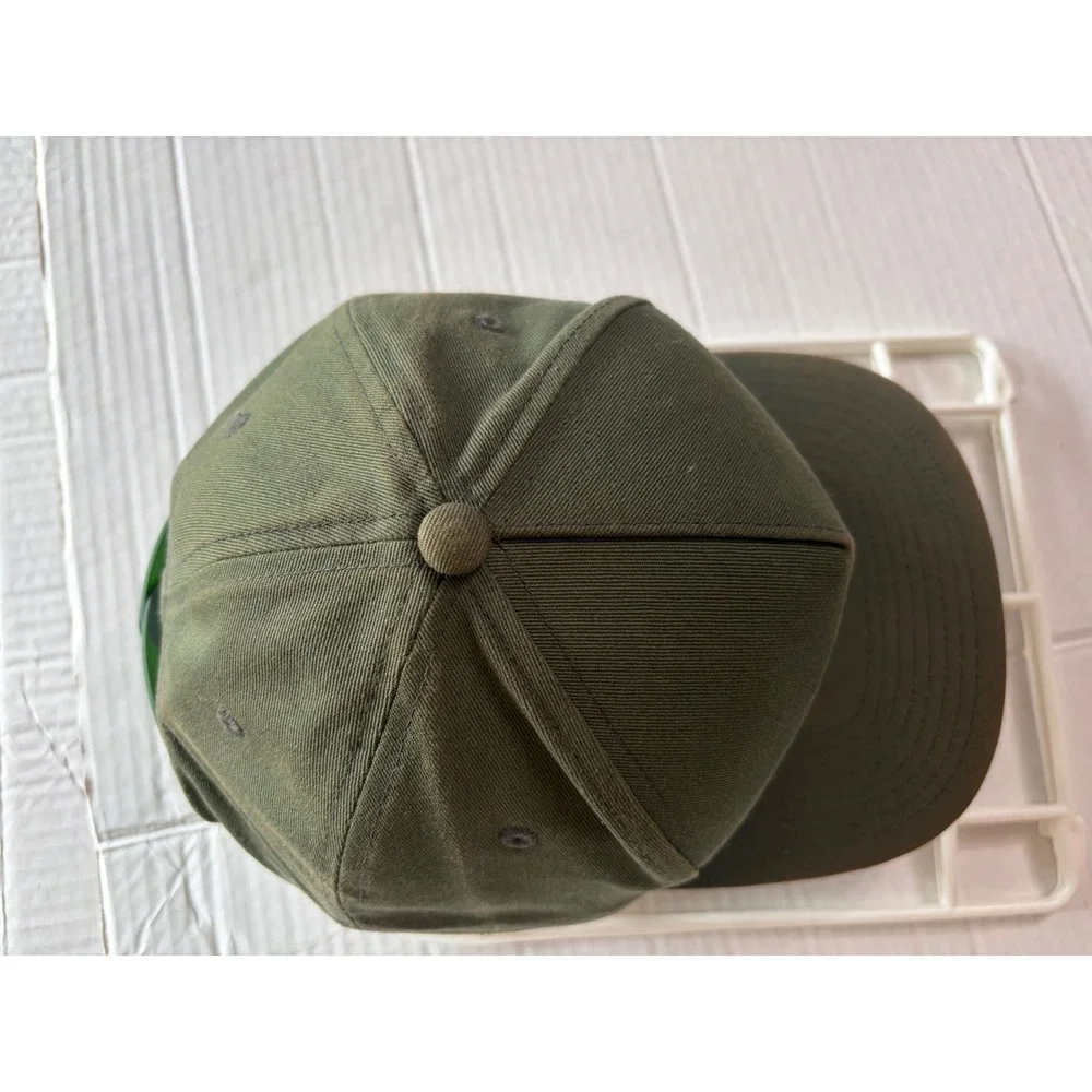 Vans Off The Wall Custom Classics Snapback Hat Olive Green Embroidered Flat Brim